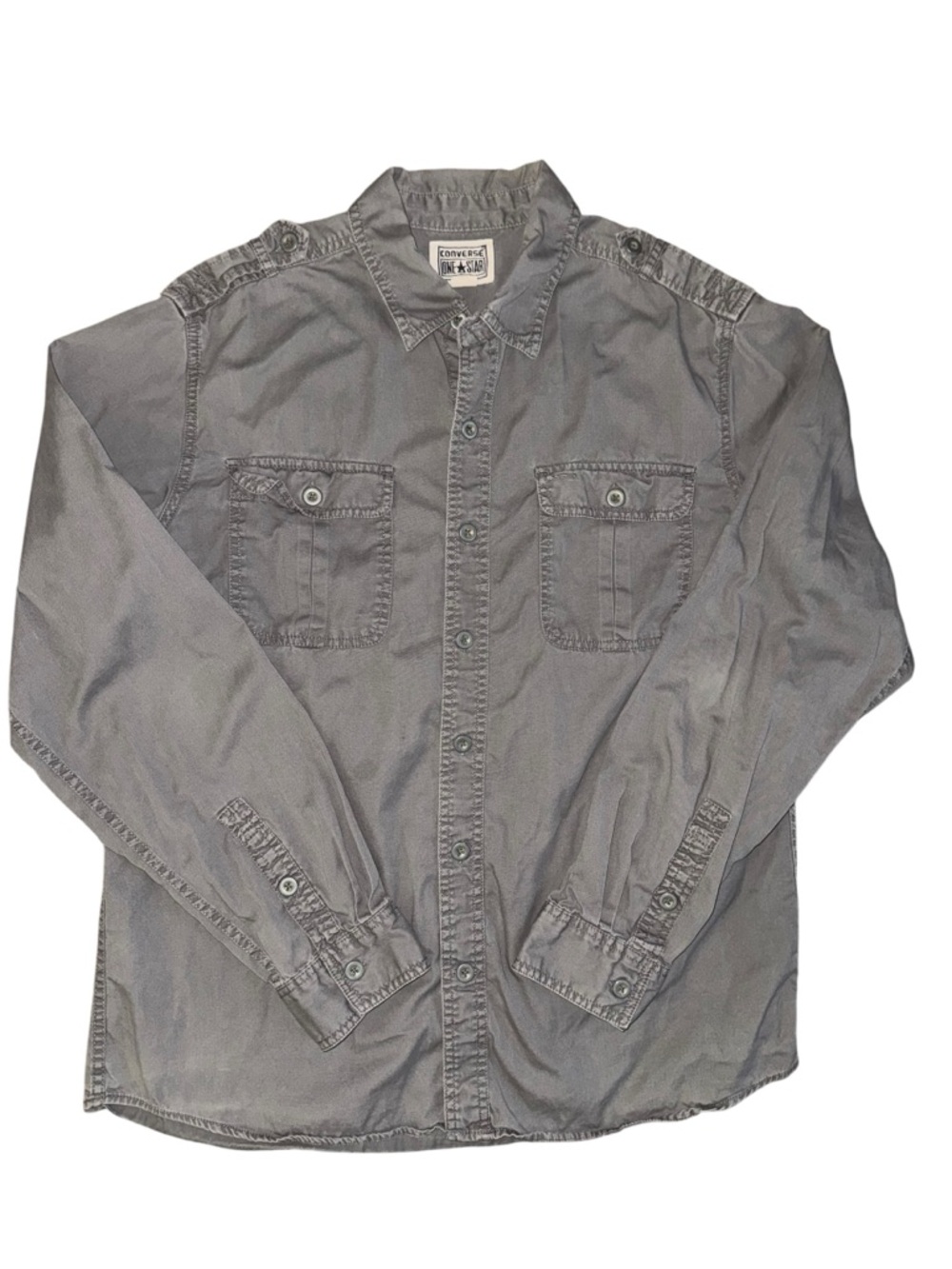 Converse One Star Olive Green Button Up Shirt Men’s Large Cotton Workwear